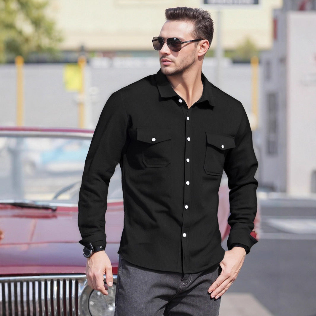 Herren Lässiges Langarmhemd mit praktischen Brusttaschen und modernem Schnitt Drune