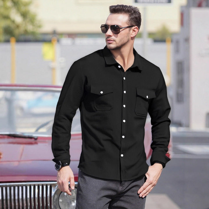 Herren Lässiges Langarmhemd mit praktischen Brusttaschen und modernem Schnitt Drune