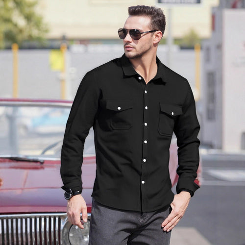 Herren Lässiges Langarmhemd mit praktischen Brusttaschen und modernem Schnitt Drune