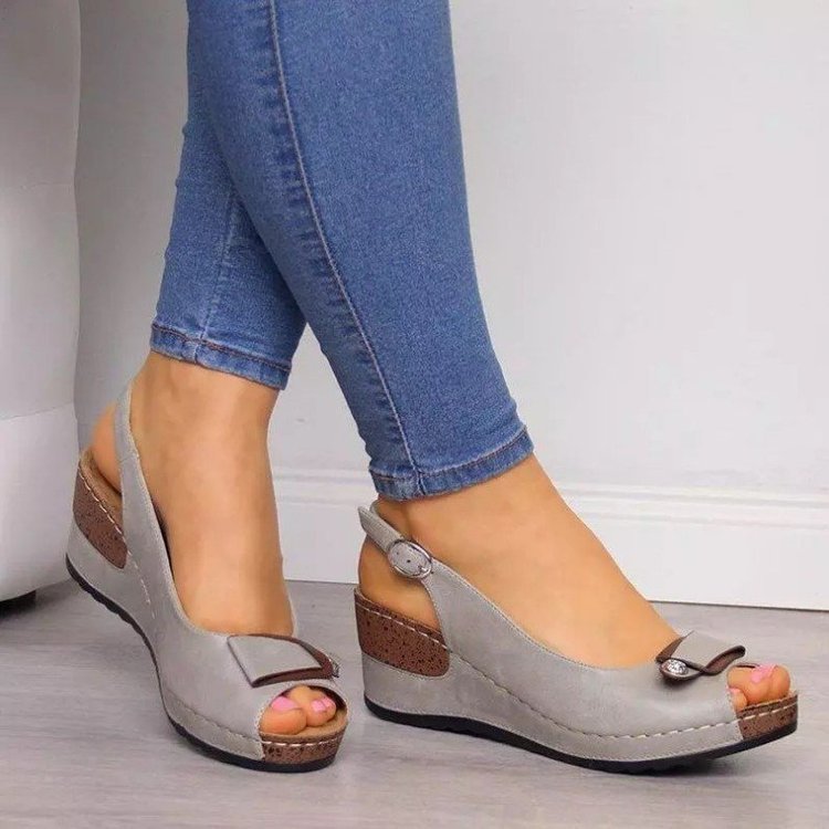 Damen Keil‑Slingback‑Sandalen mit gepolstertem Komfortfußbett und Zierschleife Drune