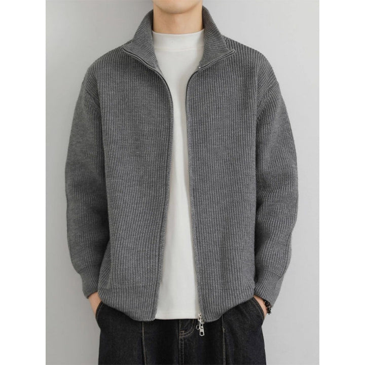 Herren Strickjacke mit Stehkragen und Reißverschluss Drune