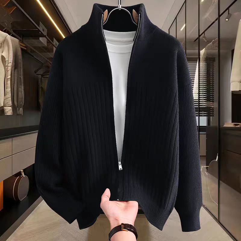 Herren Elegante Strickjacke mit hohem Kragen Drune