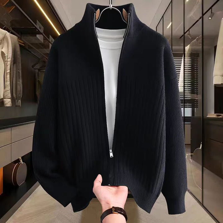 Herren Elegante Strickjacke mit hohem Kragen Drune