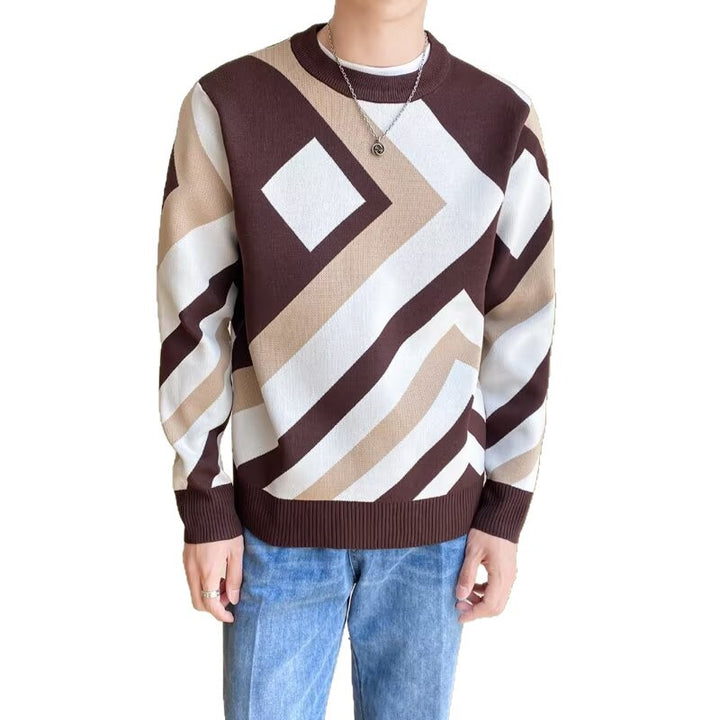 Herren Modischer Grobstrickpullover mit geometrischem Muster Drune 1787964731