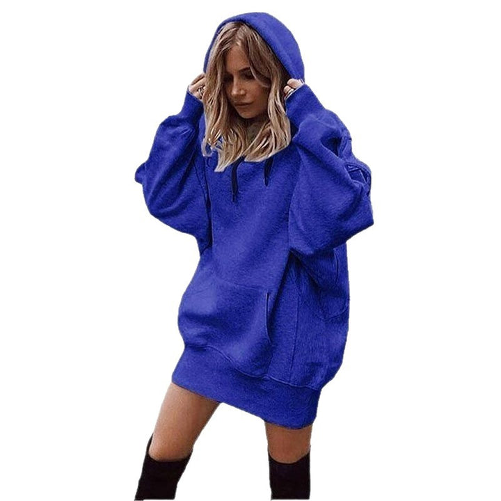Damen Oversize Kapuzenkleid mit Kängurutasche Drune