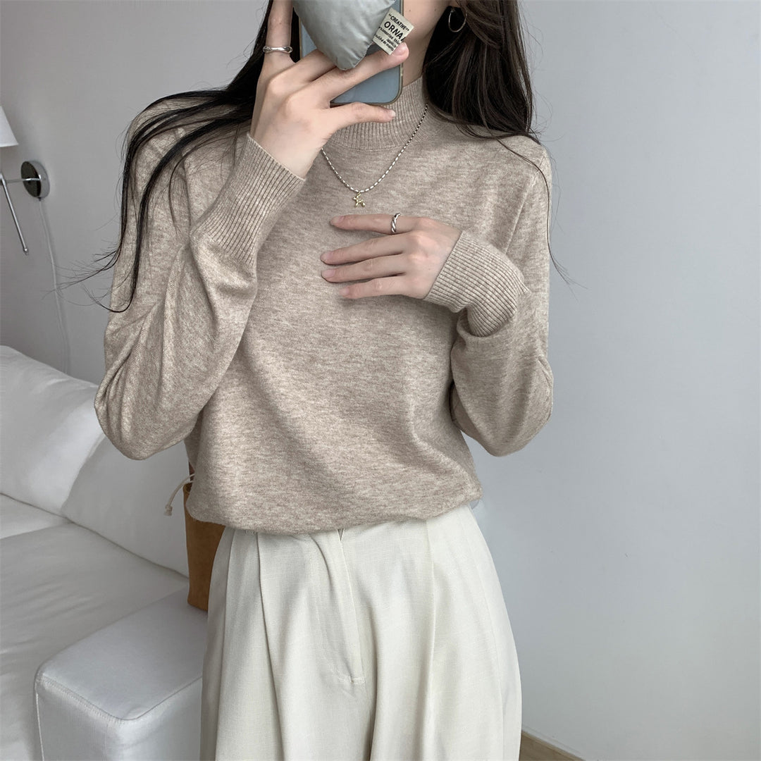 Damen Eleganter Rollkragenpullover aus hochwertigem Strickmaterial Drune