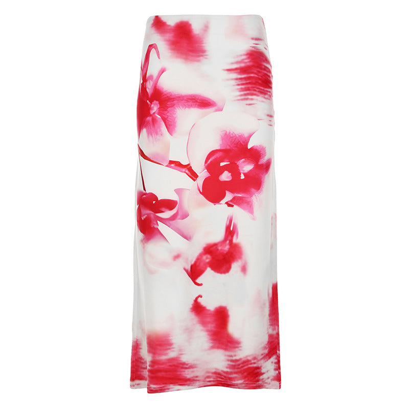 Damen Maxirock mit floralen Akzenten und elegantem Schnitt Drune