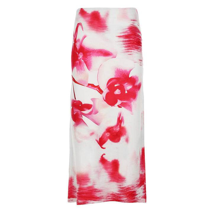 Damen Maxirock mit floralen Akzenten und elegantem Schnitt Drune
