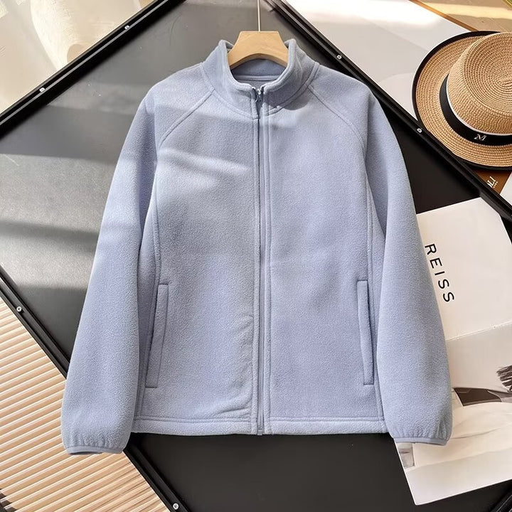 Damen kuschelige Fleecejacke mit hohem Kragen Drune