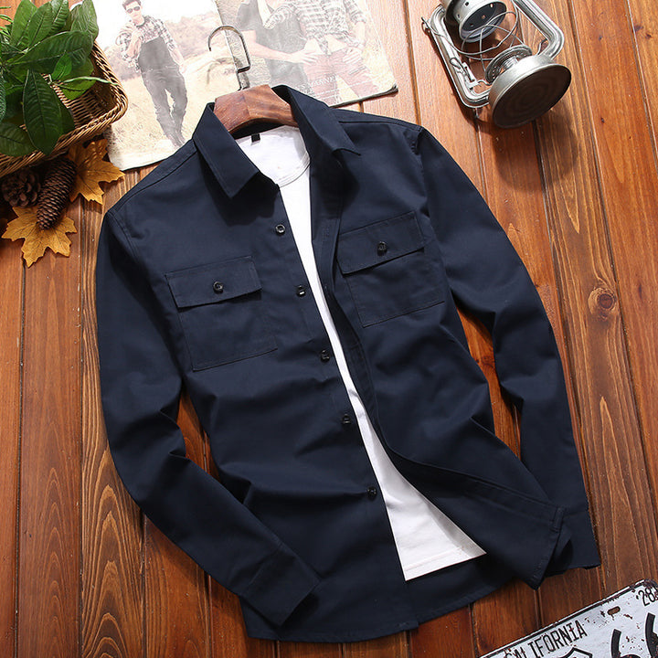Herren Baumwollmix‑Hemdjacke im Utility‑Look mit Brustpattentaschen Drune