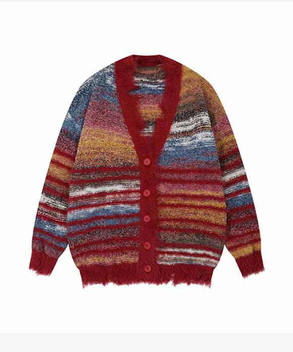 Damen Strickjacke mit farbenfrohem Muster und weichem Material Drune