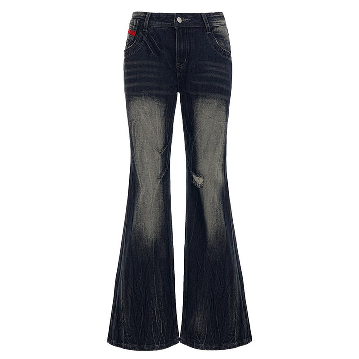 Damen Flared Jeans mit modischem Used-Look Drune