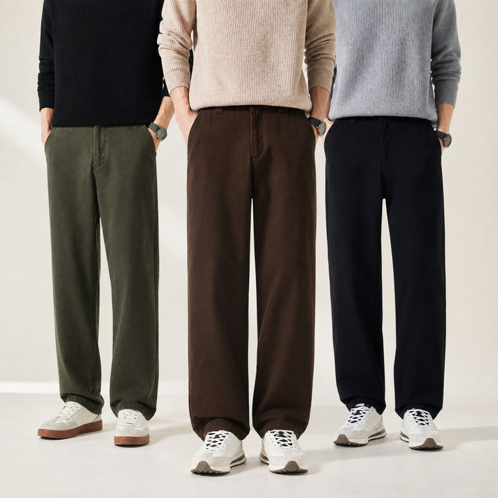 Herren Weitgeschnittene Freizeithose mit geradem Bein und seitlichen Eingrifftaschen Drune