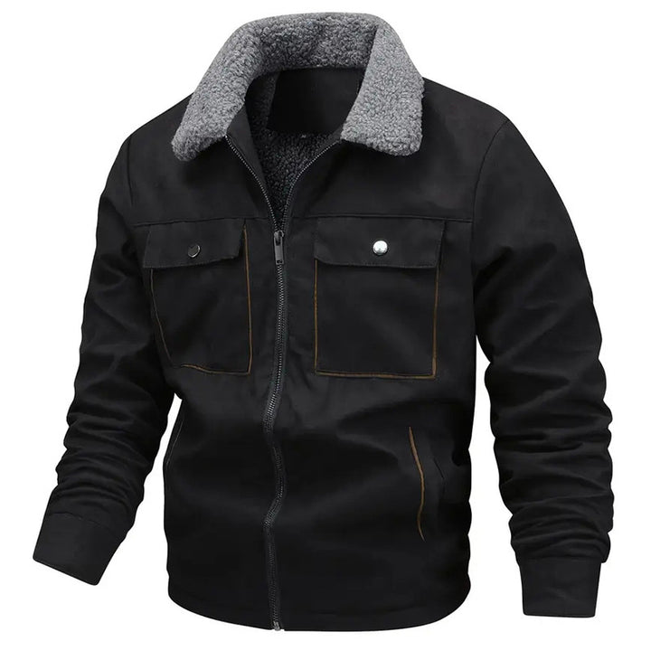 Herren nan gefütterte Pilotjacke mit Teddyfell-Innenfutter, Brustklappen und durchgehendem Reißverschluss Drune