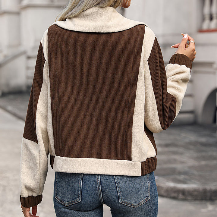 Damen Fleecejacke mit abnehmbaren Kapuze und eleganten Kontrastdetails Drune