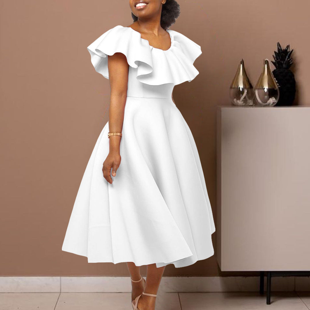 Damen Midikleid mit elegantem Volant und tailliertem Schnitt Drune