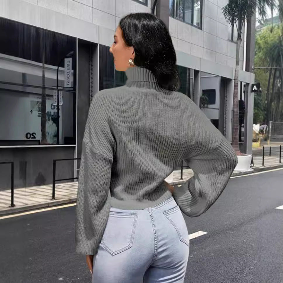 Damen Strickpullover mit hohem Kragen und lässigem Schnitt Drune