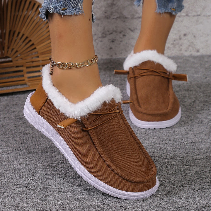 Damen Gefütterte Mokassin-Slipper mit Teddyfutter und profilierter Gummisohle Drune
