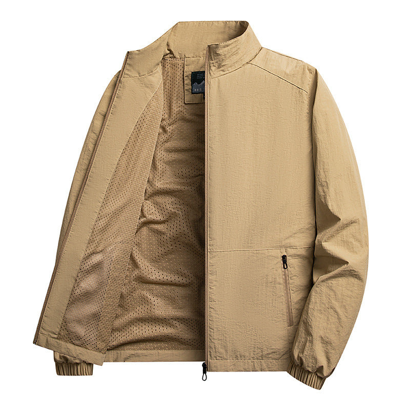 Herren Leichte windabweisende Fleecejacke mit Stehkragen und Reißverschlusstaschen Drune