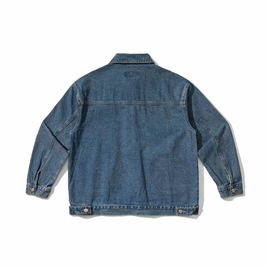 Unisex Robustess Denim‑Workwear‑Blouson mit Hemdkragen und großen Pattentaschen Drune