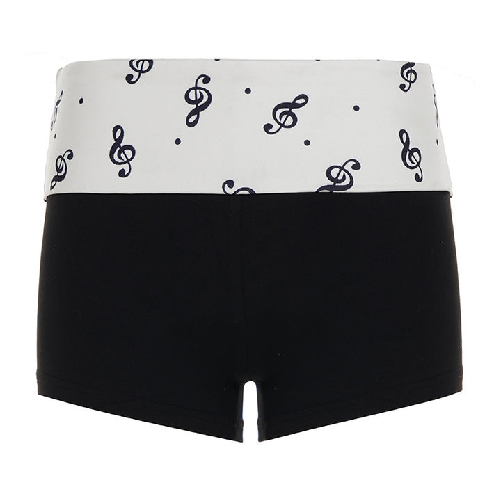 Damen Bade-Shorts mit verspieltem Notenmuster und bequemem Bund Drune