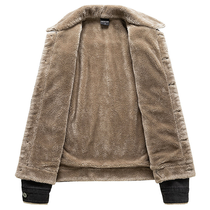 Herren Jeansjacke mit Teddyfutter und Vintage-Waschung Drune