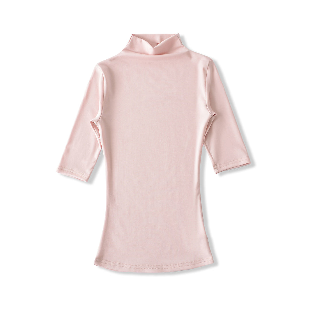 Damen Figurbetontes Stehkragen-Shirt mit halblangen Ärmeln Drune