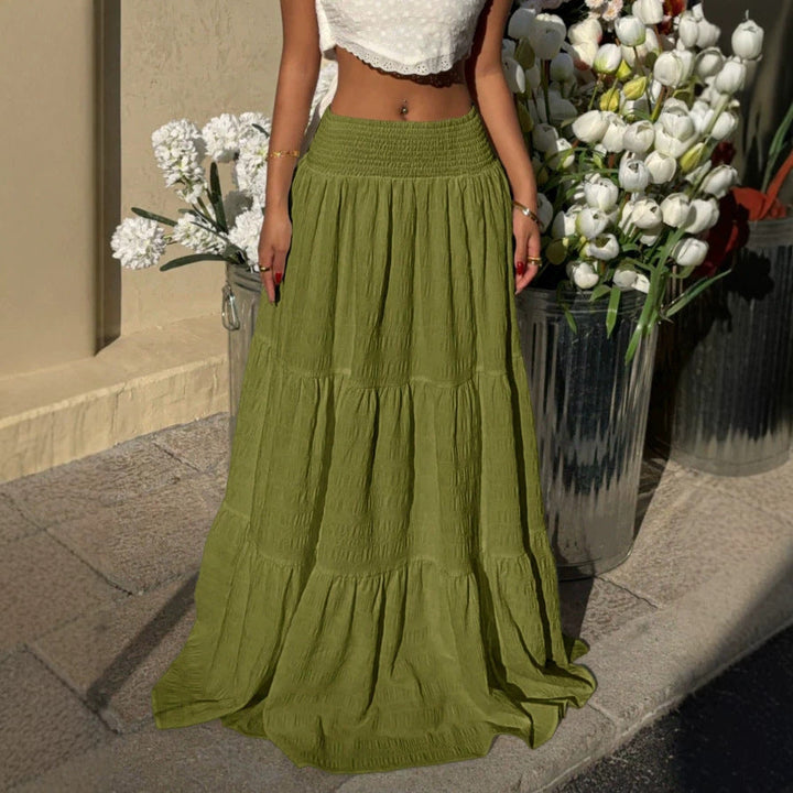 Damen Maxirock im lässigen Boho-Stil mit voluminösen Stufen Drune