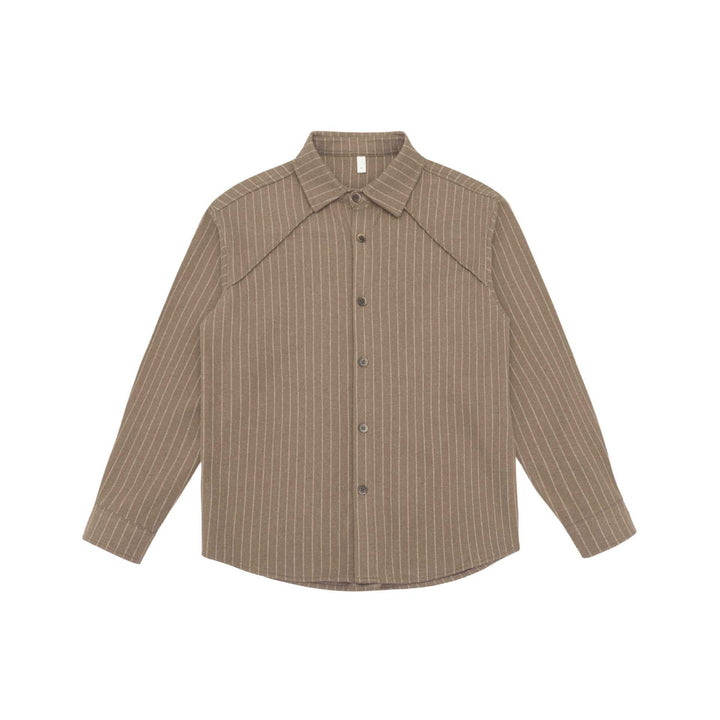 Damen Oversize-Hemdjacke mit markanter Schulterpasse und Nadelstreifen Drune