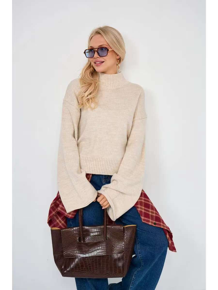 Damen oversized Strickpullover mit weitem Schnitt und besonderen Ärmeln Drune