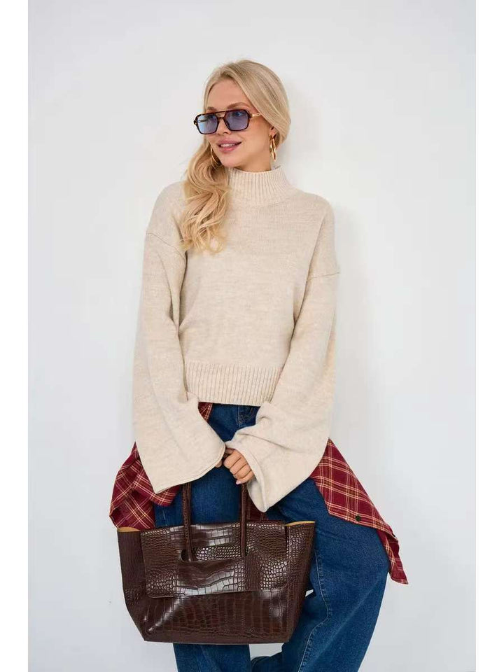 Damen oversized Strickpullover mit weitem Schnitt und besonderen Ärmeln Drune