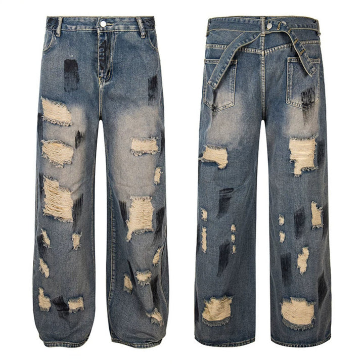 Damen Weite Destroyed-Jeans mit hohem Bund, Used‑Wash und Ballonsaum Drune