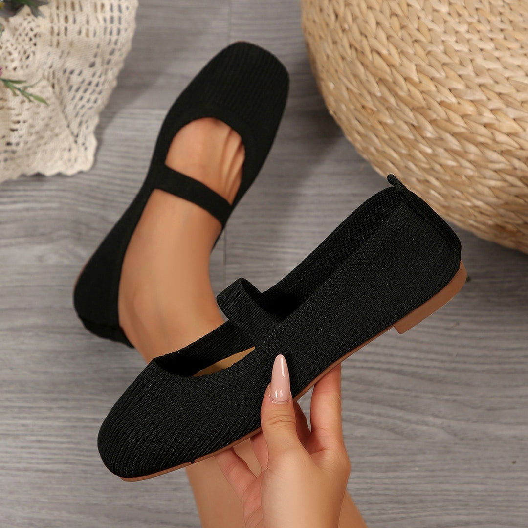 Damen Strick-Ballerina mit elastischem Riemen und flexibler Sohle Drune