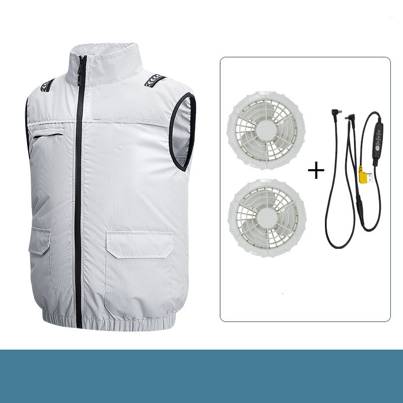 Unisex nan leichte kühlende Arbeitsweste mit integrierten Ventilatoren und externem Akku Drune