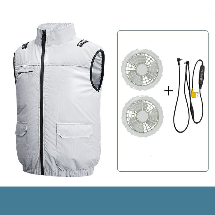 Unisex nan leichte kühlende Arbeitsweste mit integrierten Ventilatoren und externem Akku Drune