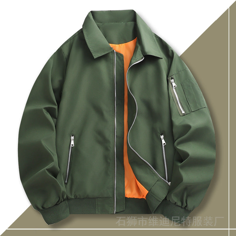 Herren Leichter Twill-Bomber mit kontrastierendem Futter, Reißverschlusstaschen und Ärmeltasche Drune