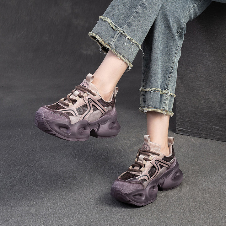Damen Sportliche Chunky Sneakers mit stilvollem Oberflächen-Design und dämpfendem Sohlenprofil Drune