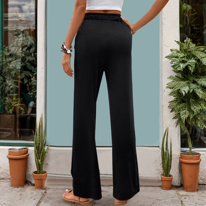 Damen Weite High-Waist Lounge-Hose mit Kordelzug und Eingrifftaschen Drune