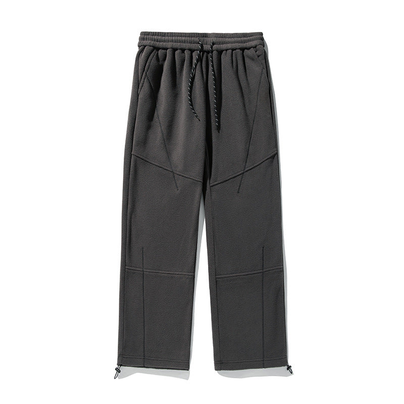 Unisex Weite Fleecehose mit elastischem Bund, Tunnelzug und verstellbarem Beinabschluss Drune