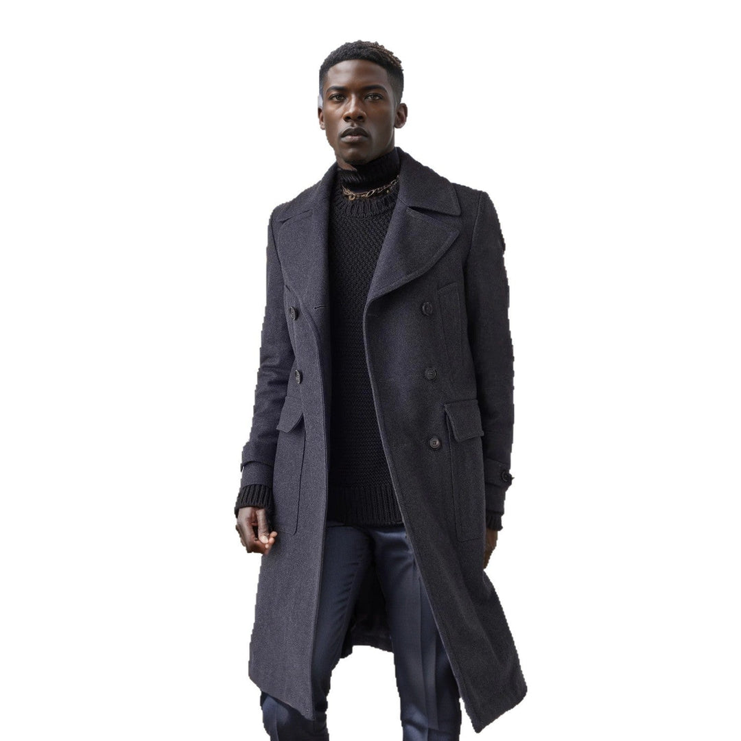 Herren eleganter Doppelt-Mantel mit praktischen Taschen und hochwertigem Futter Drune