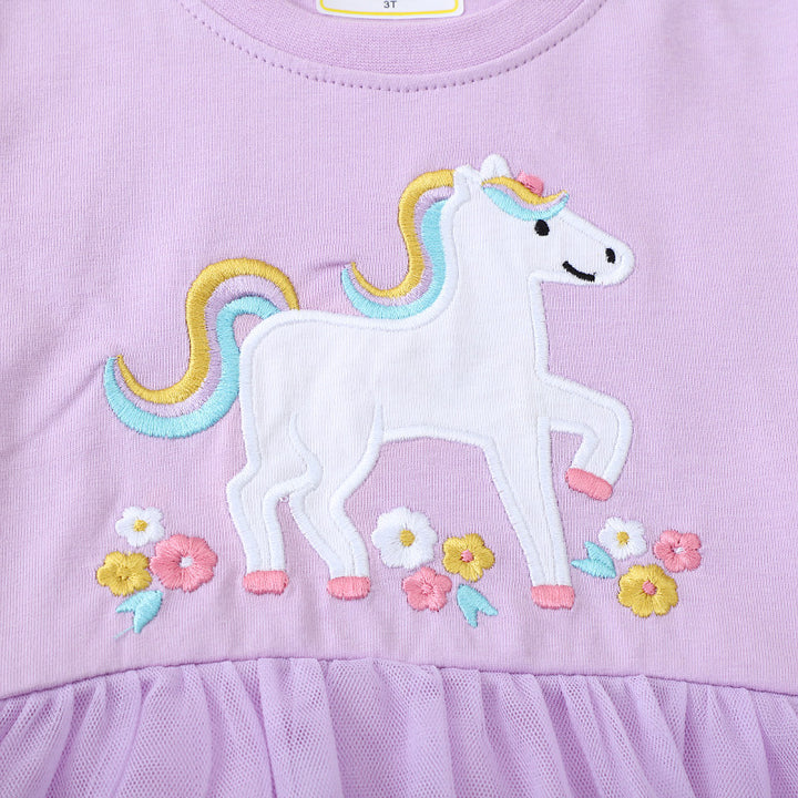 Mädchen Tüllkleid mit feiner Einhorn-Stickerei Drune