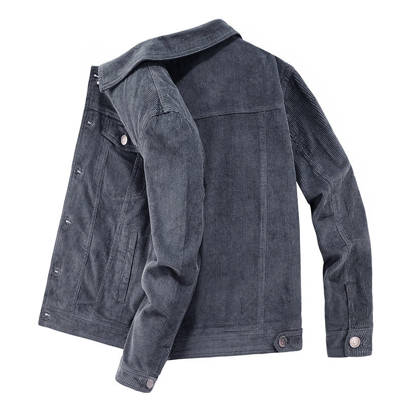 Herren Lässige Cordjacke mit praktischem Kragen Drune