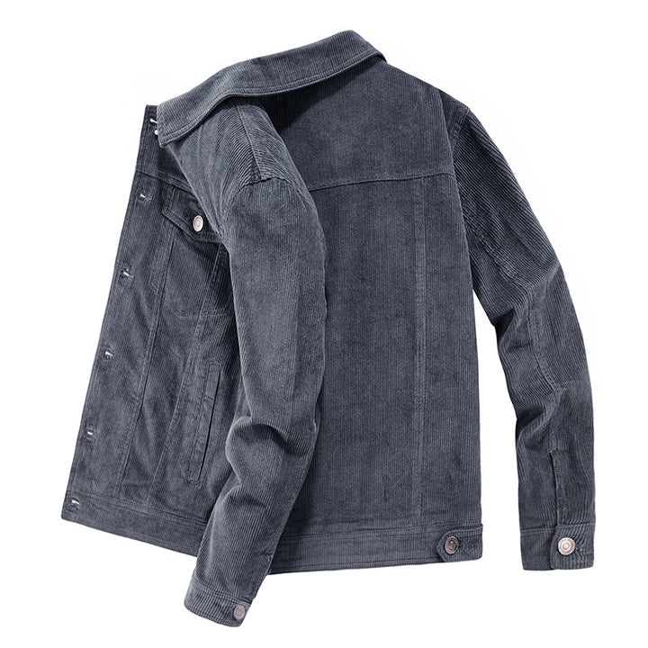 Herren Lässige Cordjacke mit praktischem Kragen Drune