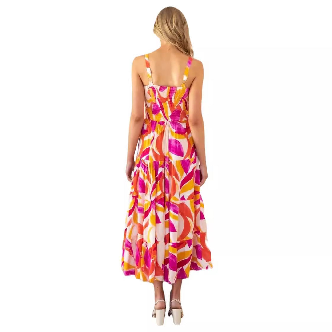 Damen Maxikleid mit voluminösem Rock und schulterfreien Trägern Drune