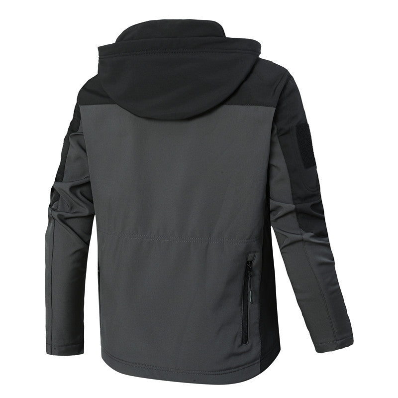 Herren winddichte Softshelljacke mit Kapuze und wasserabweisender Membran Drune