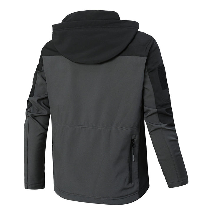 Herren winddichte Softshelljacke mit Kapuze und wasserabweisender Membran Drune