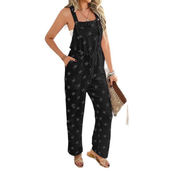 Damen Lässiger Jumpsuit mit Sternenmotiv und verstellbaren Trägern Drune