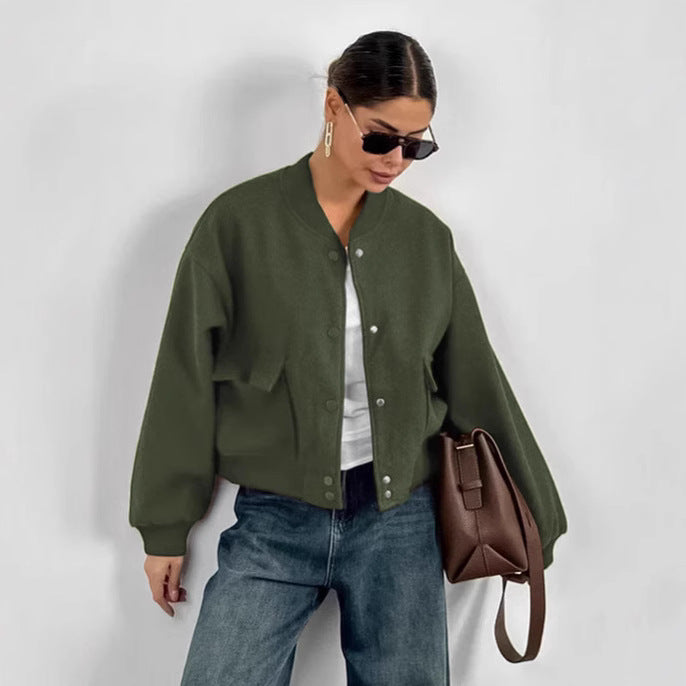 Damen Oversized Blazerjacke mit voluminösen Ärmeln und praktischen Taschen Drune