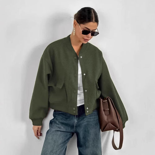 Damen Oversized Blazerjacke mit voluminösen Ärmeln und praktischen Taschen Drune