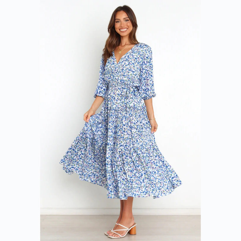 Damen Sommerliches Maxikleid mit freiem Dekolleté und floralem Muster Drune
